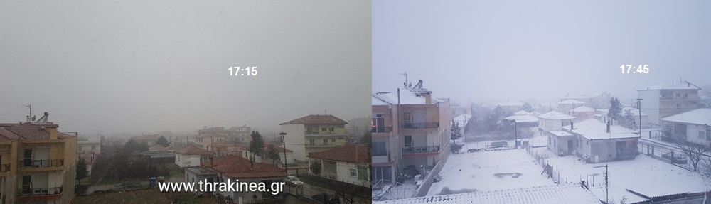 Βίντεο: Σε μισή ώρα άσπρισε όλη η Ορεστιάδα