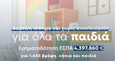 ΠΑΜΘ: «4,4 εκ. ευρώ, για δωρεάν, ισότιμη και χωρίς αποκλεισμούς πρόσβαση σε βρεφικούς-παιδικούς σταθμούς και ΚΔΑΠ»